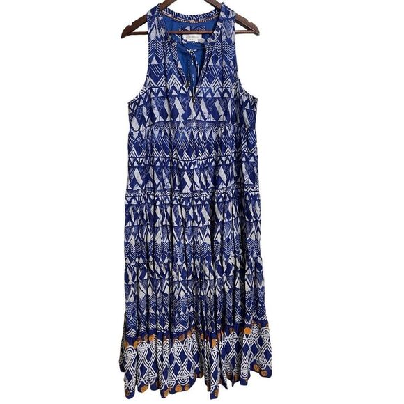 Anthropologie Dresses & Skirts - Anthropologie Diaz Tiered Maxi Dress Blue Abstract Womans Large